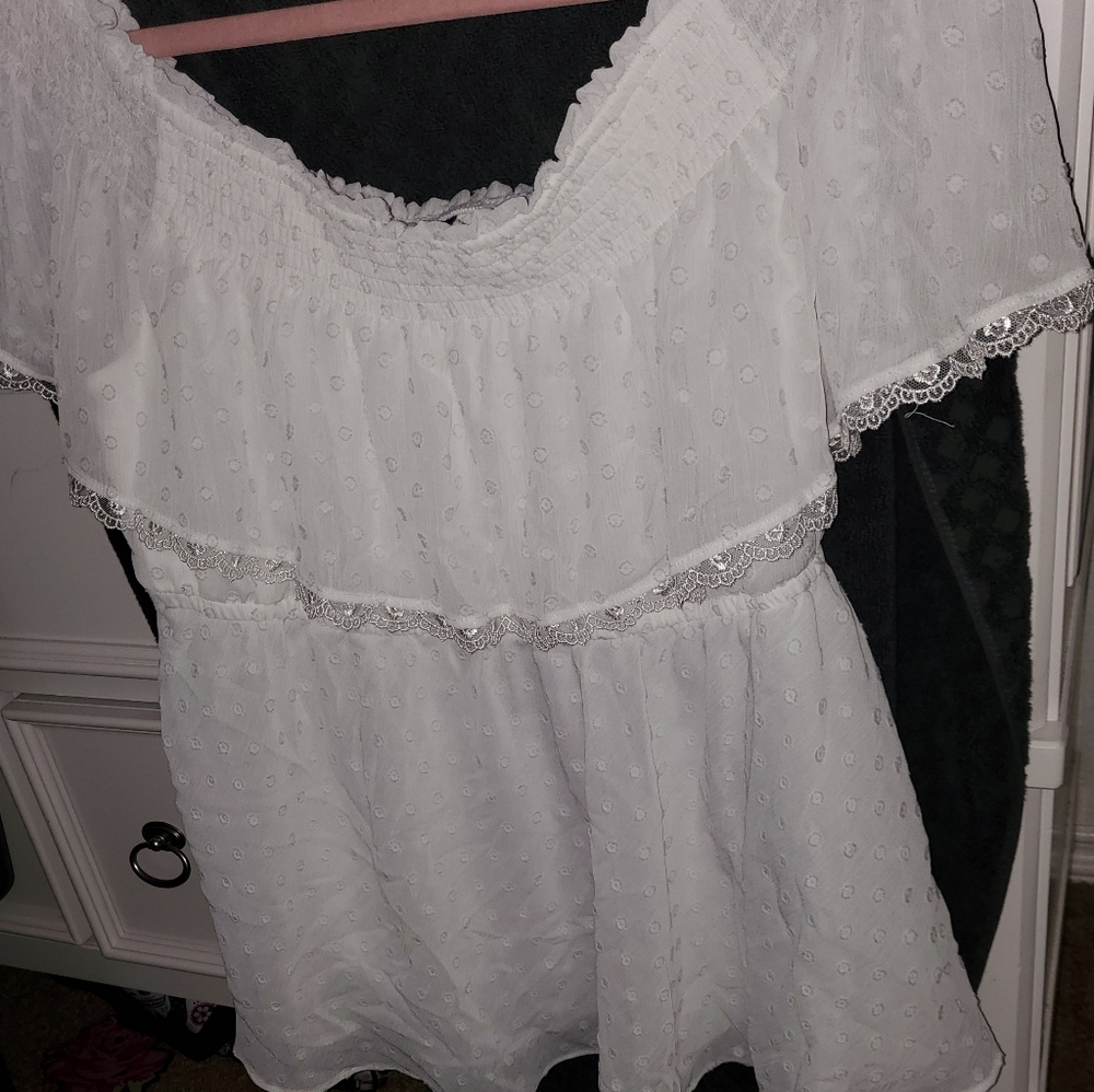 Torrid off shoulder white.blouse